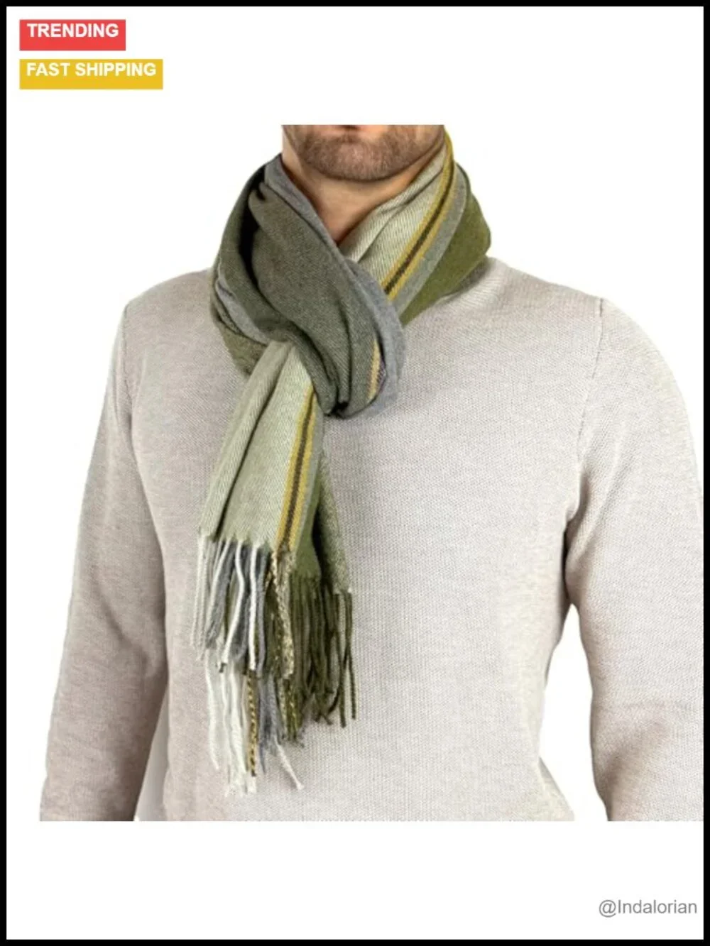 Reversible Elegant Cashmere Feel Men's Scarf for Spring Fall Winter